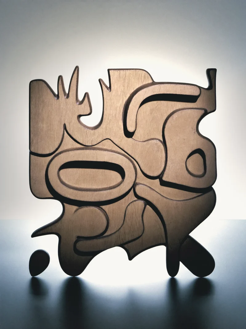 Illustrazione concettuale di un puzzle in legno astratto